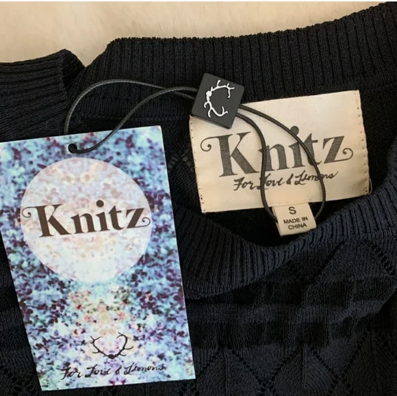 FOR LOVE & LEMONS KNITZ - Joni Knit Top - Host Pic! - Black S NWT - Picture 5 of 6